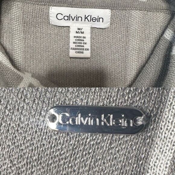 Calvin Klein Sweater Womens Medium Turtleneck Gray Windowpane Knit Pullover - Picture 7 of 7